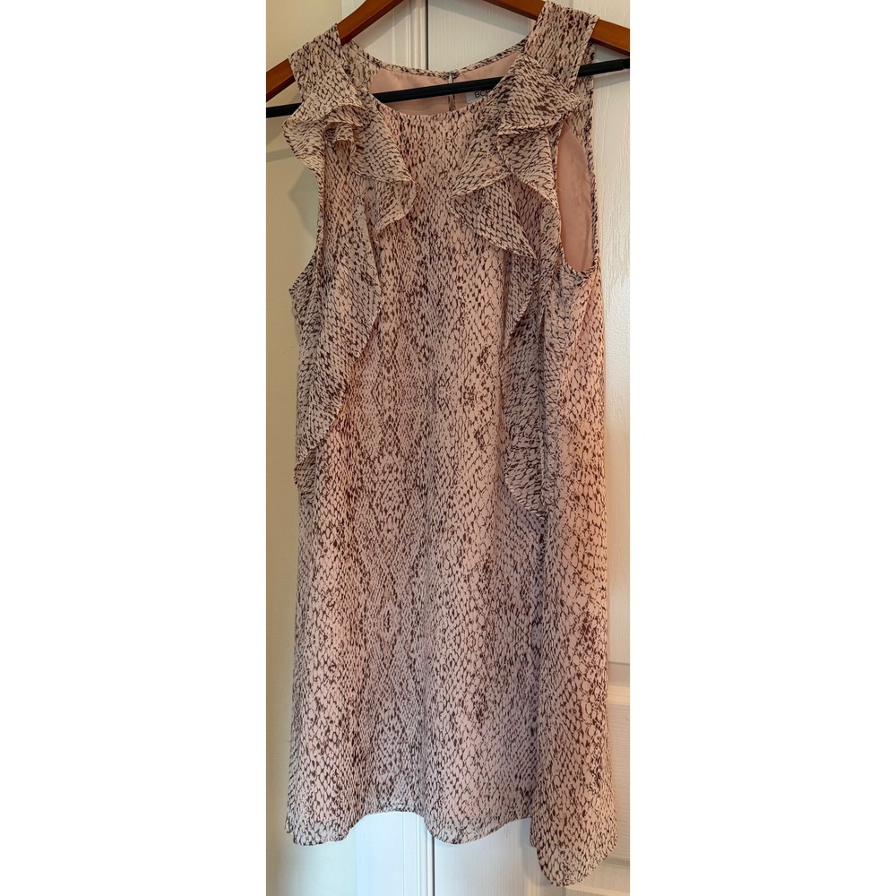 BCBGeneration Pink Snakeskin Ruffle Sleeveless Shift Dress Womens XS